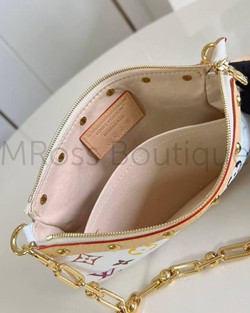 Сумка-клатч Louis Vuitton x Takashi Murakami Pochette женская белая c цветными узорами