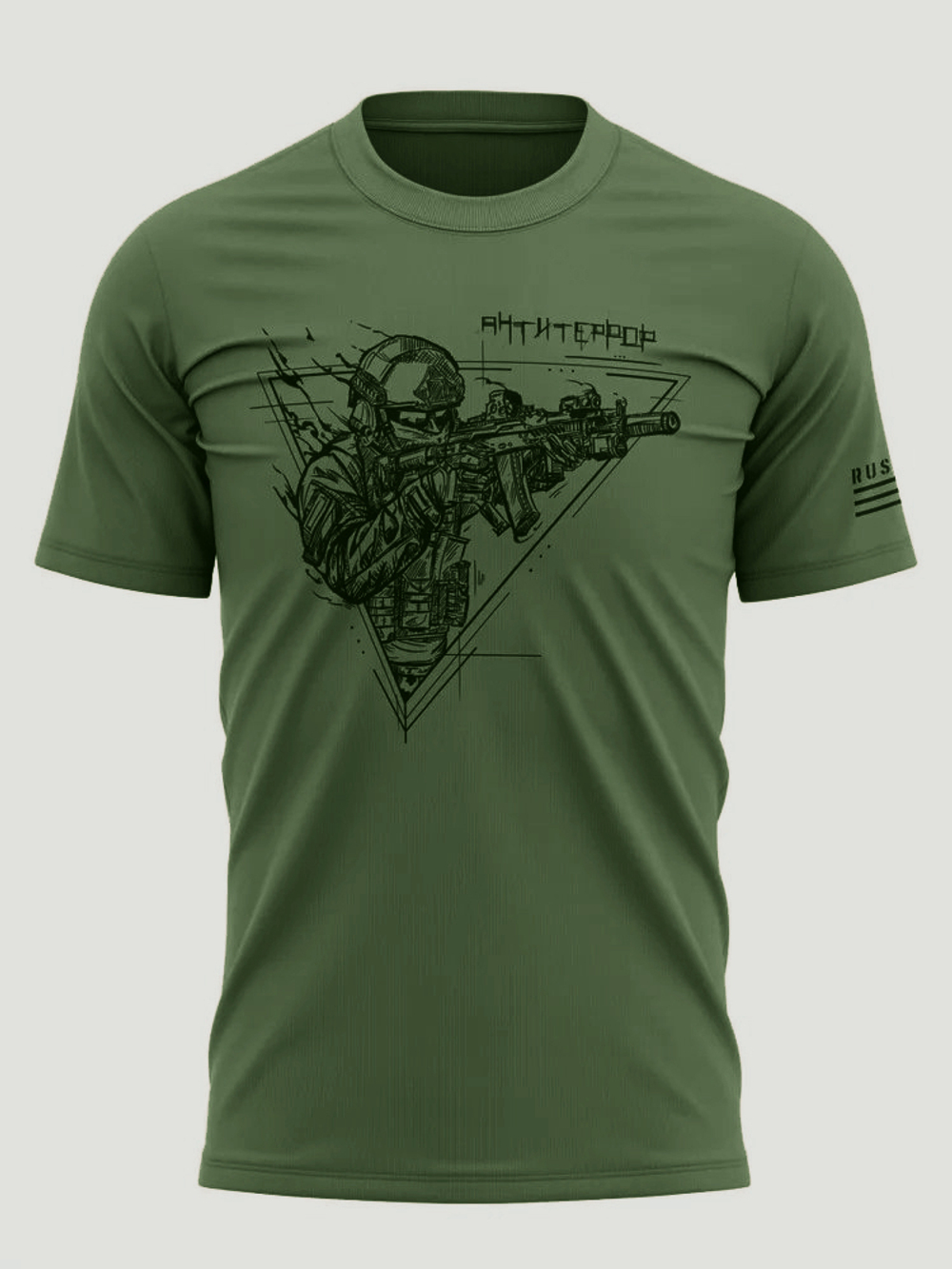 Футболка с принтом Барс «Антитеррор» (Olive Green)