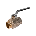 Кран шаровой полнопроходной STOUT - 1"1/2 (НР/ВР, PN40, Tmax 150°C, ручка-рычаг черная)