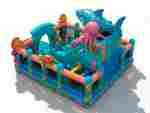 Коммерческий надувной батут «Тропический риф», 7×5×5,6 м, с горкой