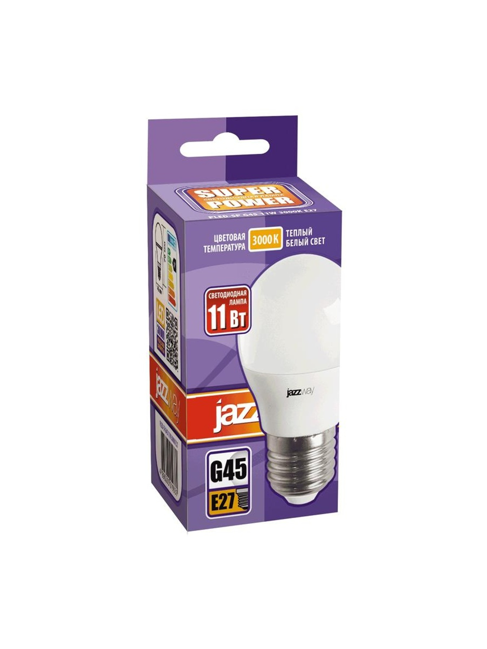 Лампа светодиодная PLED-SP 11Вт G45 3000К E27 230В/50Гц JazzWay 5019331