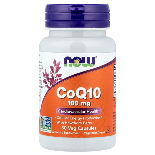 NOW Foods, коэнзим Q10 с ягодами боярышника, 30 растительных капсул