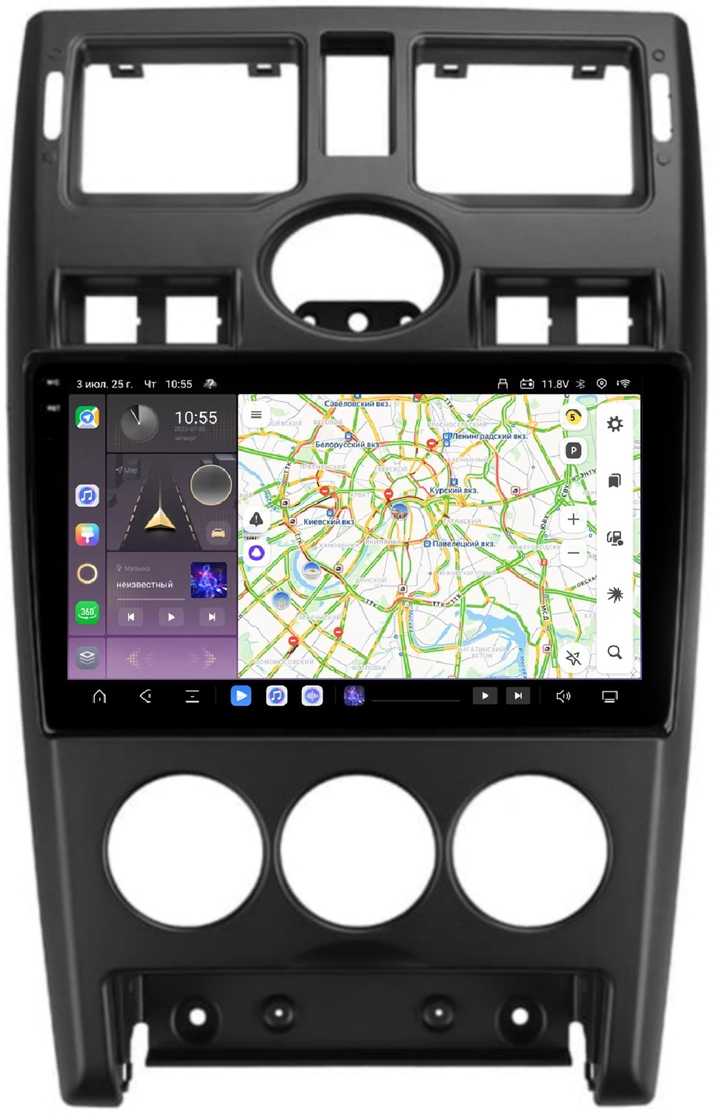 Магнитола для Lada Priora 2007-2013 (рамка черная) - Carmedia OL-9066-1 QLed+2K, Android 13, TS20, CarPlay, 4G SIM-слот