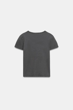 ZARA ФУТБОЛКА С КОРОТКИМИ РУКАВАМИ, СЕРО-СИНИЙ