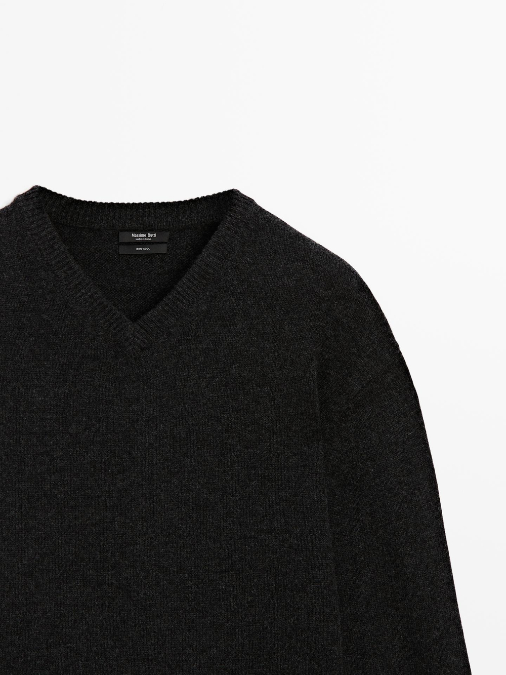 Massimo Dutti Свитер из 100% шерсти, антрацитово-серый