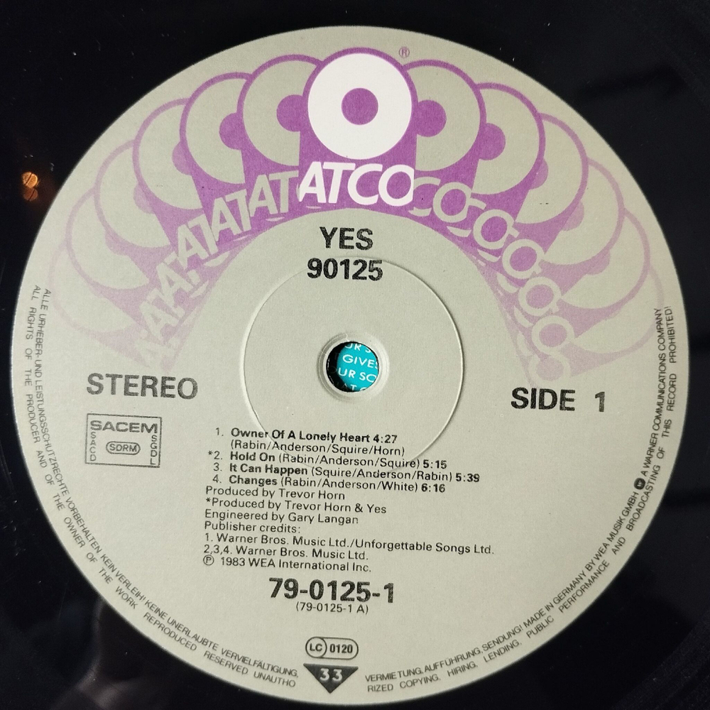 Винтажная виниловая пластинка LP Yes 90125 (France 1983) Changes