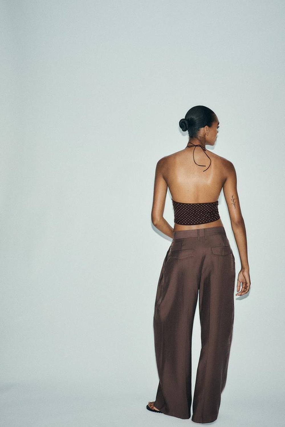 ZARA ТОП СО СТРАЗАМИ, КОРИЧНЕВЫЙ