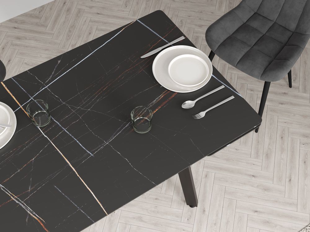 Стол стеклянный Лорд 1400х800х300 Мрамор чёрный