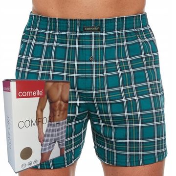 Трусы мужские семейные для больших мужчин Cornette Comfort зелёные в белую клетку 008/273