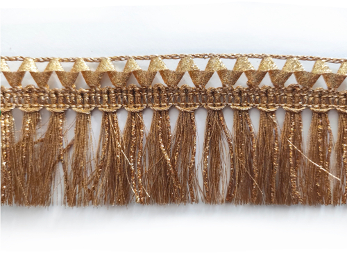 Бахрома-щётка  Люкс металлизированная люрекс 4,3см золото