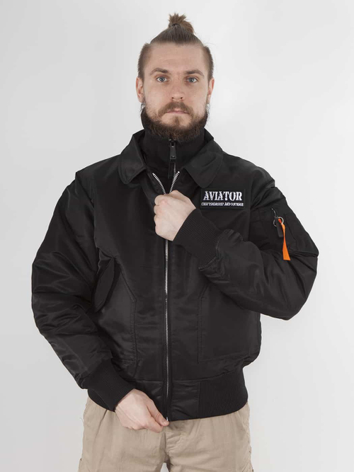 Куртка Бомбер - Aviator Apolloget (черная - black)