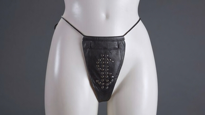 Трусики женские кожаные с кармашком (Цвет: черный)