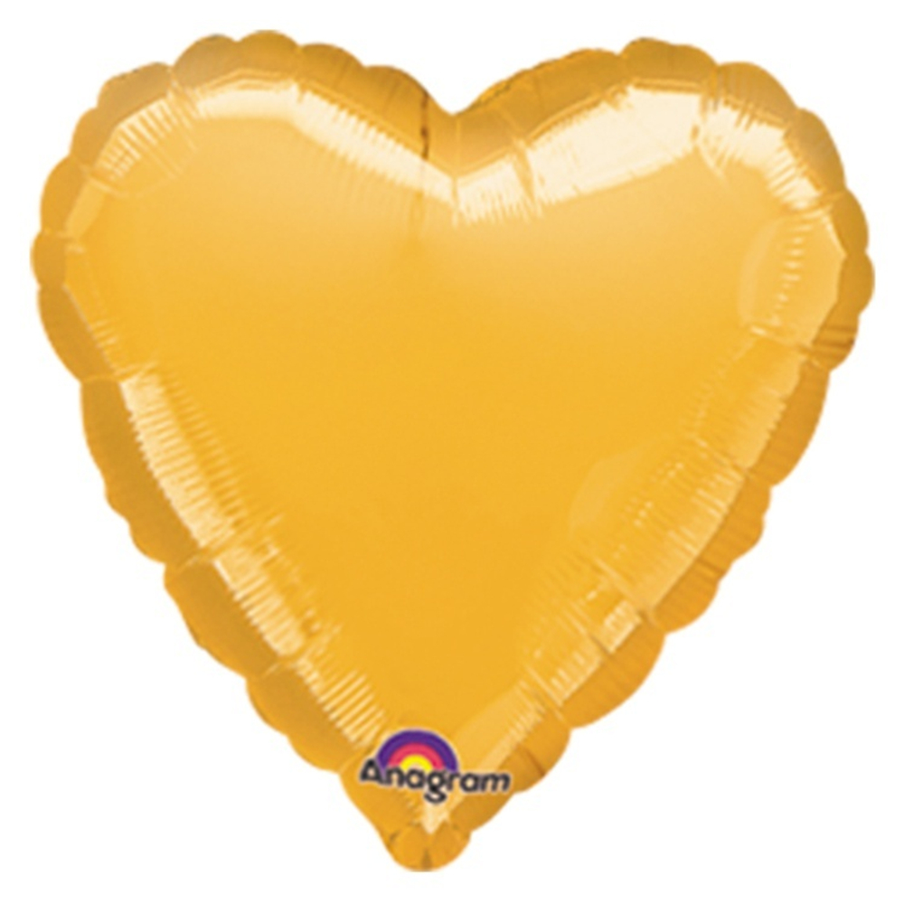 Фольгированная фигура, сердце, 18"/46СМ Металлик Gold