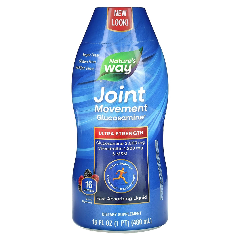 Nature's Way, Joint Movement Glucosamine, глюкозамин для здоровья суставов, повышенная сила действия, со вкусом ягод, 480 мл (16 жидк. унций)