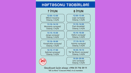 7-8 İyun Əli və Ninoda həftəsonu tədbirləri