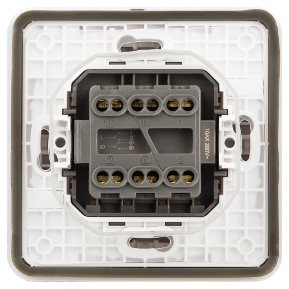 Переключатель ЭРА Эксперт 11-1526-01 двойной IP55, 10АХ-250В, СУ, белый | Эра Эксперт