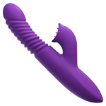 Вибратор-кролик 23,5см с поступательными движениями, вращением, нагревом PipeDream Fantasy for Her Ultimate Thrusting Clit Stimulate Dual Silicone Vibrator Purple 495712