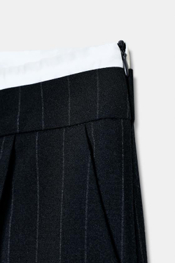 ZARA БРЮКИ С ШИРОКИМИ ШТАНИНАМИ И ДВОЙНЫМ ПОЯСОМ, ПОЛОСКИ