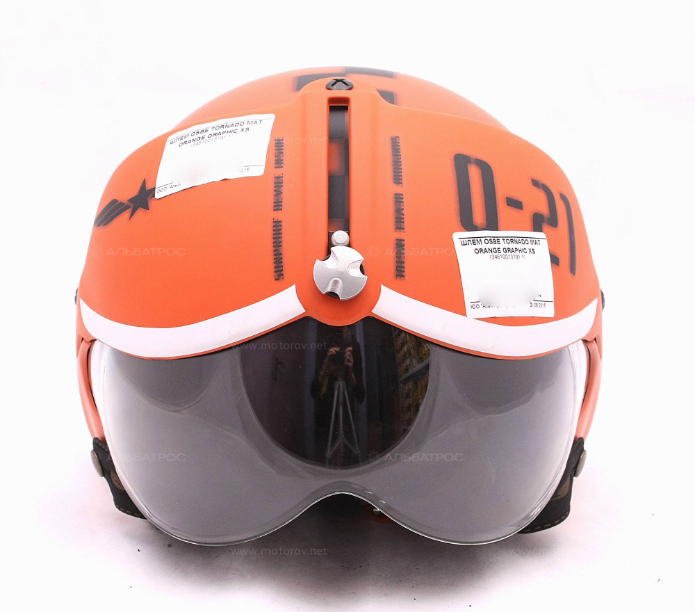 Шлем открытый OSBE TORNADO, оранжевый матовый с графикой