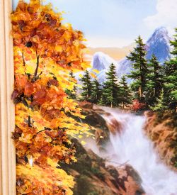 AMB-54/13 Картина «Водопад» (с янтарной крошкой) дер.рамка 12х15