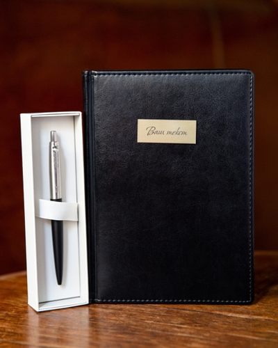 Набор с гравировкой: Ежедневник и ручка Parker Jotter XL Black CT (черный)