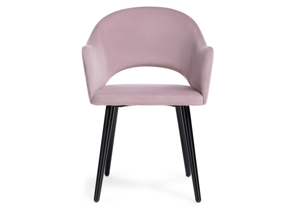 Стул на металлокаркасе Апри микровелюр розовый / черный глянец