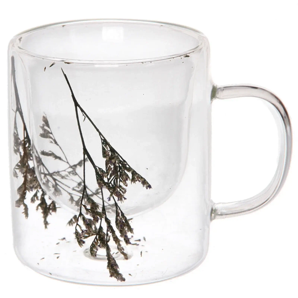 Кружка стеклянная с двойными стенками 250мл «Хай-Тек» ветки