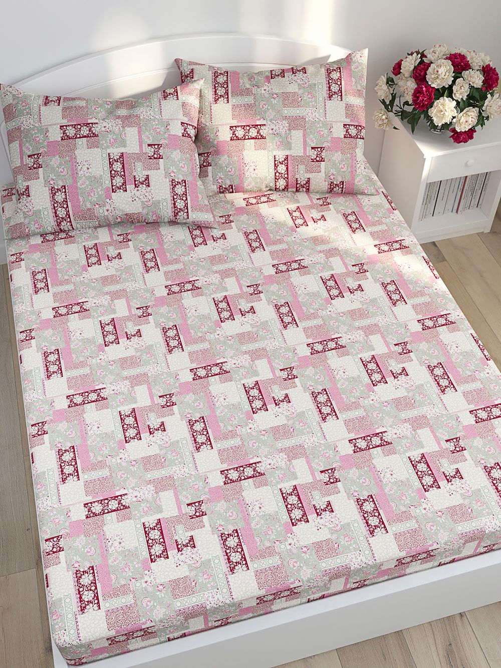 Простынь Сказка "Лоскутная мозаика-" 240х215 см, перкаль