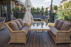 "Гляссе" диван трехместный из искусственного ротанга, цвет соломенный