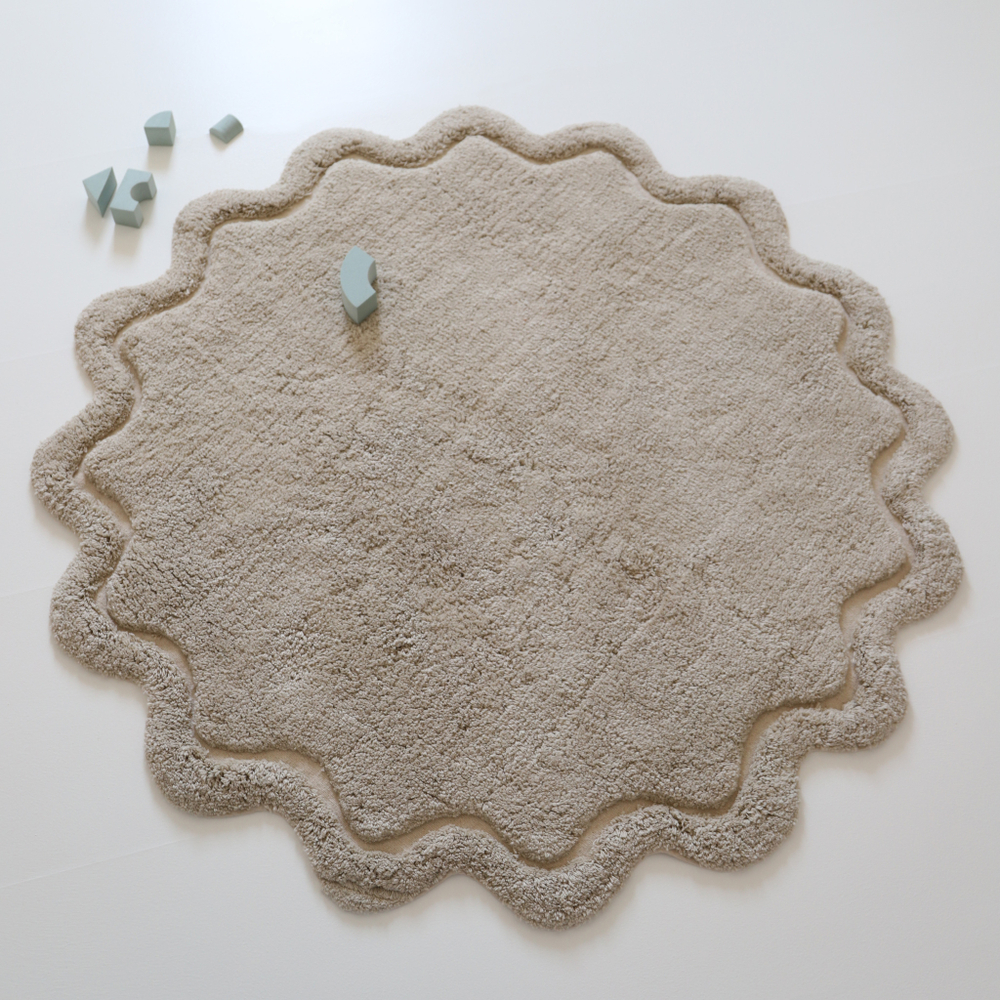 Стираемый коврик Nattiot Sweet April Lin (Ø110 см), хлопок, серый