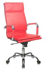 Кресло руководителя Бюрократ CH-993 красный эко.кожа крестов. металл хром
