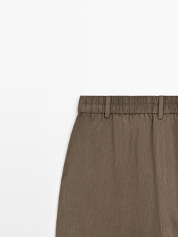 Massimo Dutti Свободные брюки с эластичным поясом, темно-зеленый