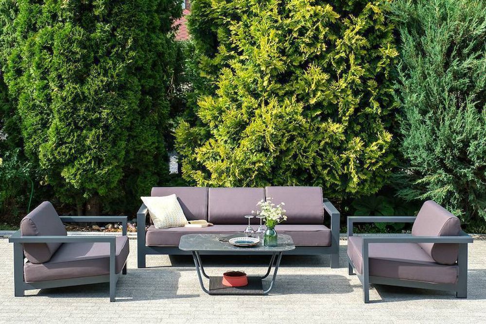 "Гранада" лаунж-зона из алюминия со столиком из HPL