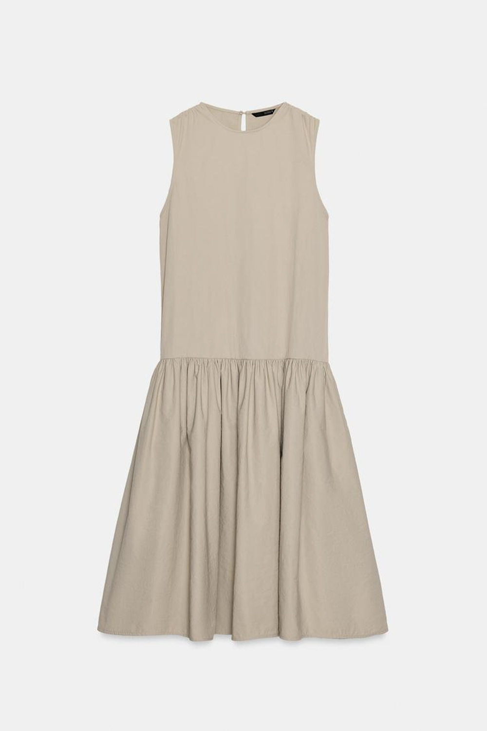 ZARA ОБЪЕМНОЕ НЕЙЛОНОВОЕ ПЛАТЬЕ, КАМЕННО-СЕРЫЙ