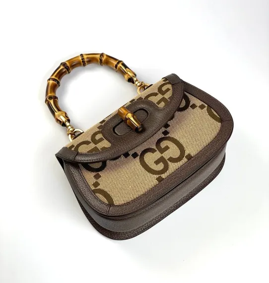 Маленькая сумка Gucci Bamboo 1947 из текстиля Jumbo Gg