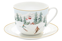 Чайная пара 400мл Easy Life Лыжники в горах Chalet белая