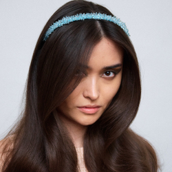 Ободок цвета морской волны с декором хрусталь