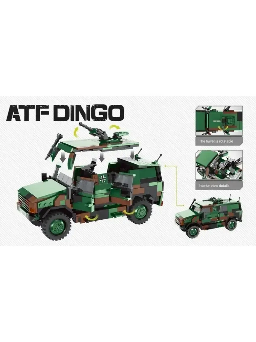 Конструктор Военный Бронетранспортер Dingo ATF 670 деталей