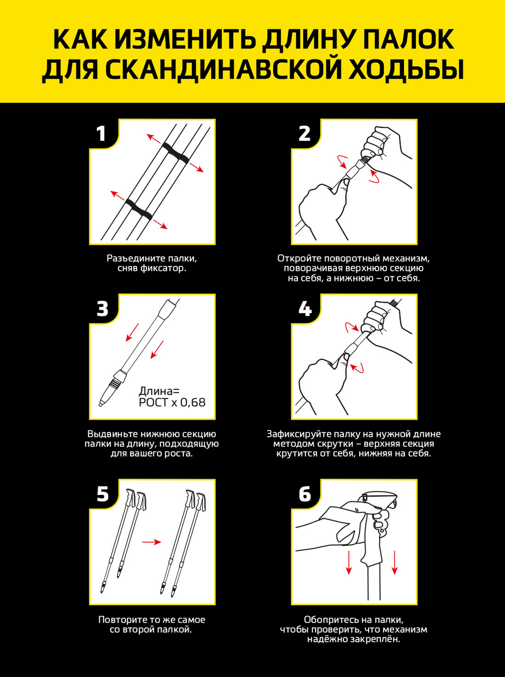 Палки скандинавские BERGER Explorer 3-секц., 67-135 см