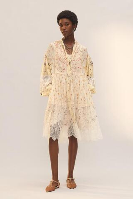 ZARA КОРОТКОЕ ПЛАТЬЕ С КРУЖЕВОМ И ПРИНТОМ - LIMITED EDITION, РАЗНОЦВЕТНЫЙ