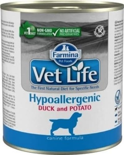 Влажный диетический корм Farmina Vet Life Dog Hypoallergenic для собак с уткой и картофелем 300г