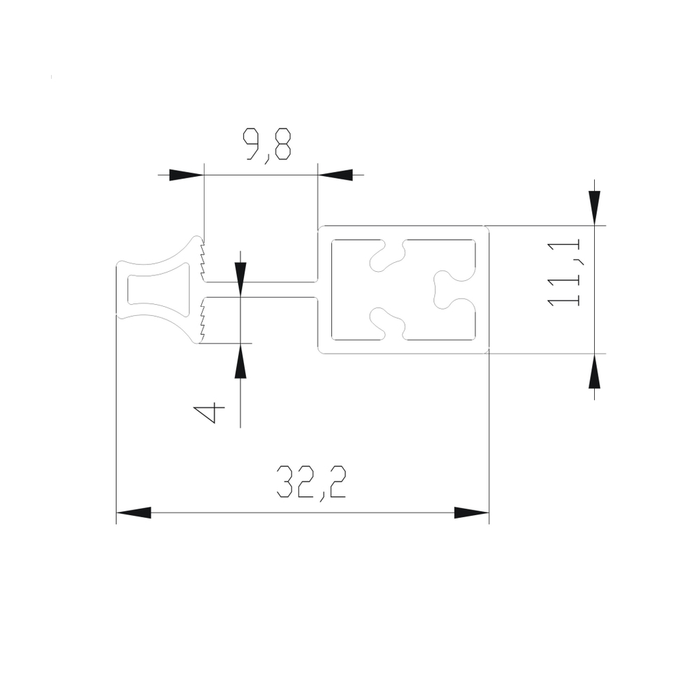 SLIMLINE Рамка средняя (1,75 м) шампань матовая (AL) (AV0590) Aristo (Акция)