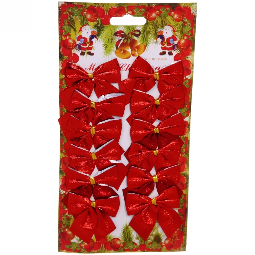 Бант на ёлку «Красный шик» 6 см (набор 12 шт)