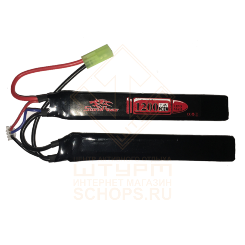 Аккумулятор StormPower LiPo 7,4 V 1200 mAh 20C двухлепестковый