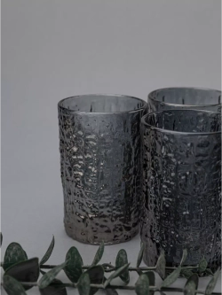 Набор стаканов с рельефным узором, 240 мл. 6 шт. Серые