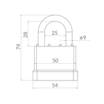 Замок навесной PK-6550 3 key англ.