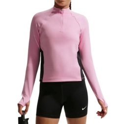 Футболка для девочки Nike Pro Dri-Fit Half Zip Long Sleeve - pink rise/black/white