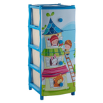 Комод "Элластик" 4 ящика с рисунком на фасаде "Теремок", ножки на колесиках