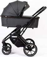 Детская коляска Peppy Tecla 3 в 1 с автокреслом Rise Milk Shadow Antrazit Chrome Edition (Графитовый)