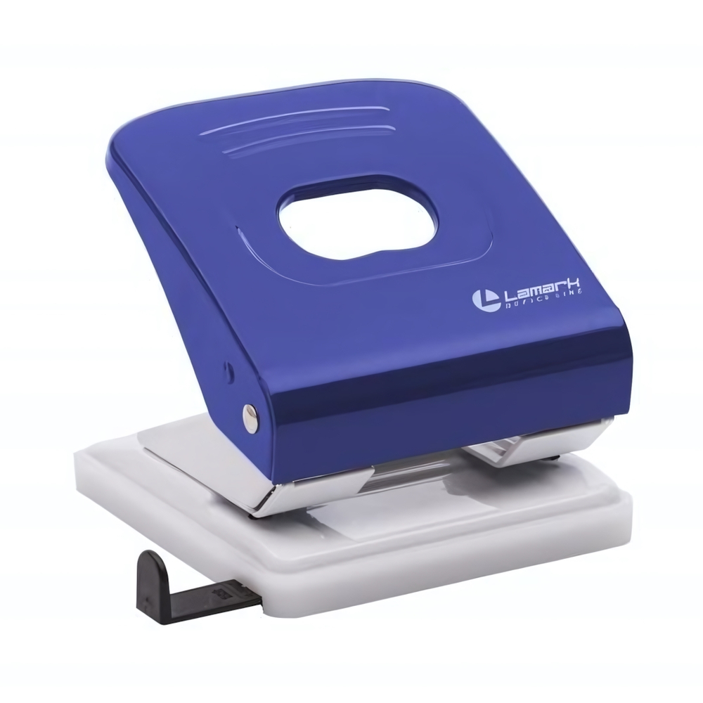 Дырокол 30л с линейкой Mettallic синий (Lamark)